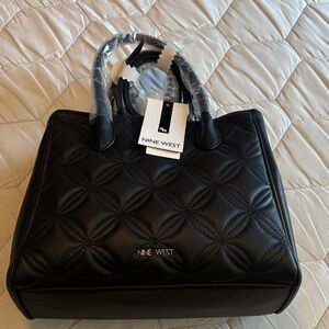 Nine West Black Quilted Top-Handle Satchel